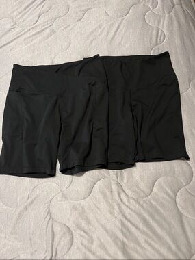 Danskin Black Athletic Shorts Biker Workout Set of 2 size Large